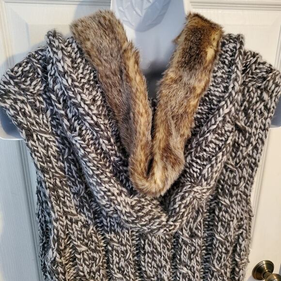 Woman's long sweater vest with hood by Natural Reflections sz.1X - Picture 5 of 7